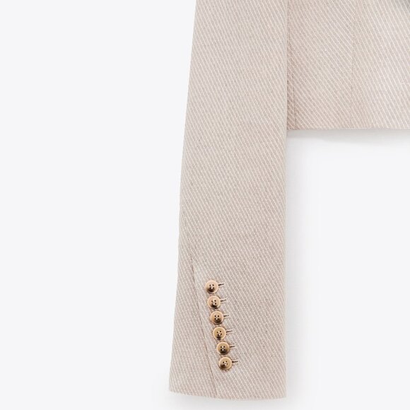 NEW Zara Limited Edition Linen Cropped Tweed Blazer Jacket, blogger Fav - Picture 12 of 16
